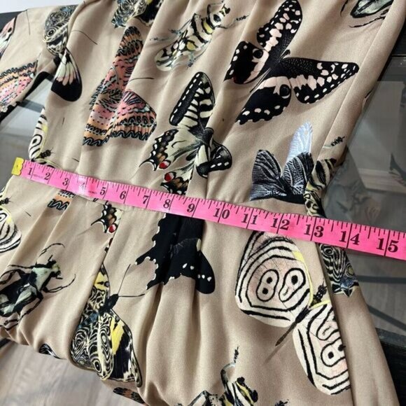 Reiss Women's Size 2 Gail Playsuit Butterfly Pleat Short Romper Tan Pockets NWT - Picture 12 of 16